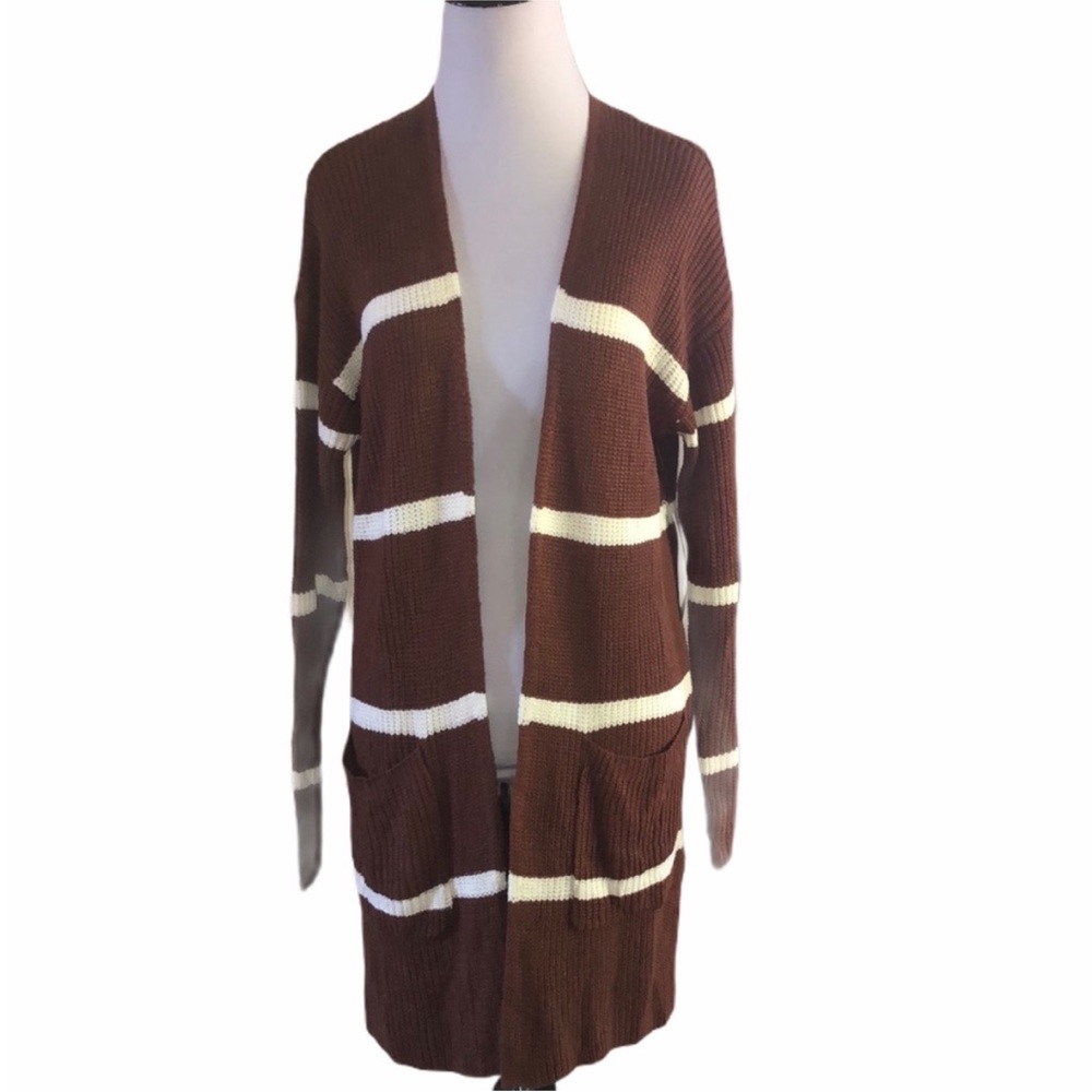 Pink Clover Brown and White Striped Cardigan
